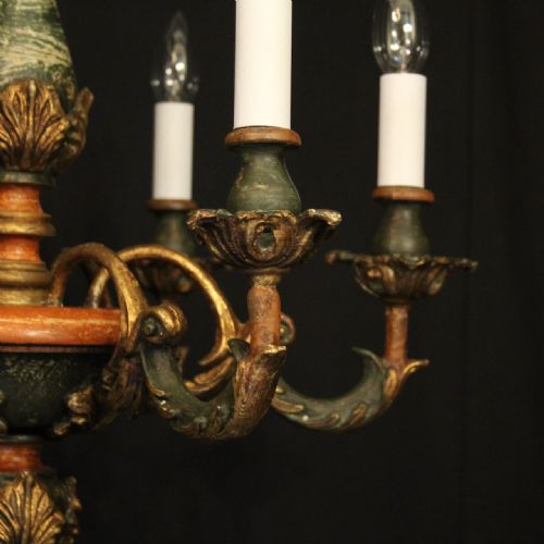 FLORENTINE 6 LIGHT POLYCHROME WOODEN CHANDELIER - ADDITIONAL PHOTO 4