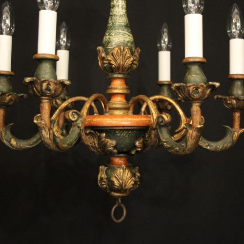 FLORENTINE 6 LIGHT POLYCHROME WOODEN CHANDELIER - ADDITIONAL PHOTO 5