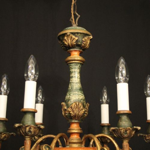 FLORENTINE 6 LIGHT POLYCHROME WOODEN CHANDELIER - ADDITIONAL PHOTO 6