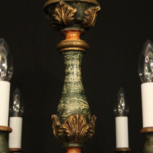 FLORENTINE 6 LIGHT POLYCHROME WOODEN CHANDELIER - ADDITIONAL PHOTO 7