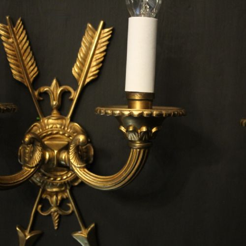 FRENCH PAIR OF GILDED BRONZE EMPIRE ANTIQUE WALL LIGHTS - ADDITIONAL PHOTO 6