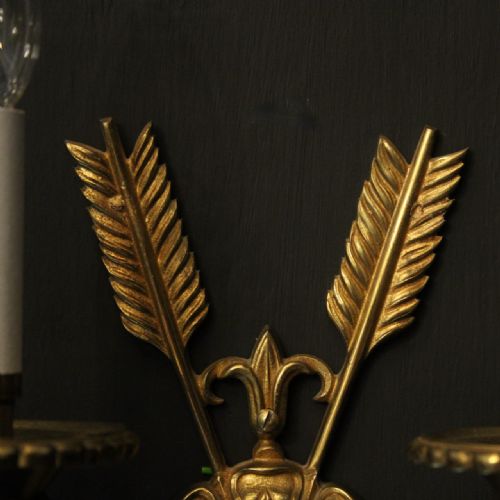 FRENCH PAIR OF GILDED BRONZE EMPIRE ANTIQUE WALL LIGHTS - ADDITIONAL PHOTO 8
