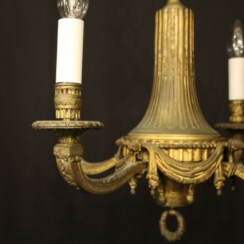 FRENCH 19TH CENTURY GILDED BRONZE 4 LIGHT ANTIQUE CHANDELIER - ADDITIONAL PHOTO 1