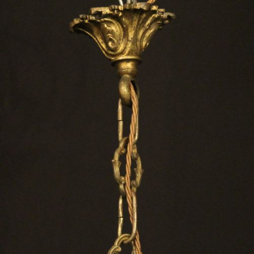 FRENCH 19TH CENTURY GILDED BRONZE 4 LIGHT ANTIQUE CHANDELIER - ADDITIONAL PHOTO 9