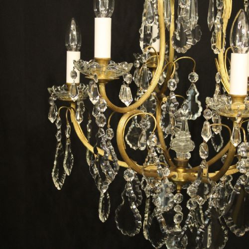 FRENCH GILDED 7 LIGHT ANTIQUE CRYSTAL CHANDELIER - ADDITIONAL PHOTO 1