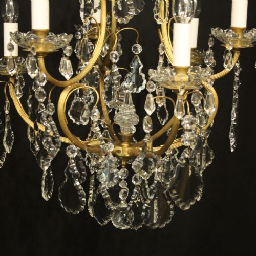 FRENCH GILDED 7 LIGHT ANTIQUE CRYSTAL CHANDELIER - ADDITIONAL PHOTO 2