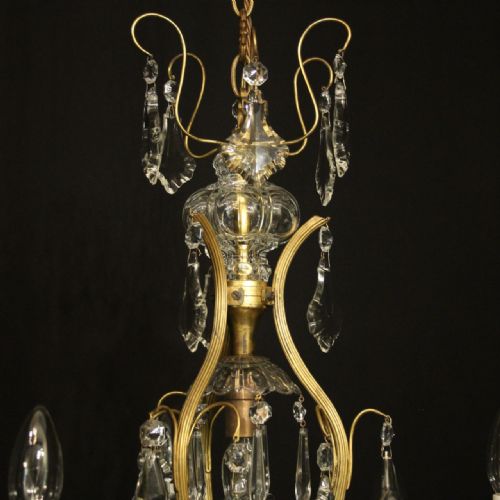 FRENCH GILDED 7 LIGHT ANTIQUE CRYSTAL CHANDELIER - ADDITIONAL PHOTO 3