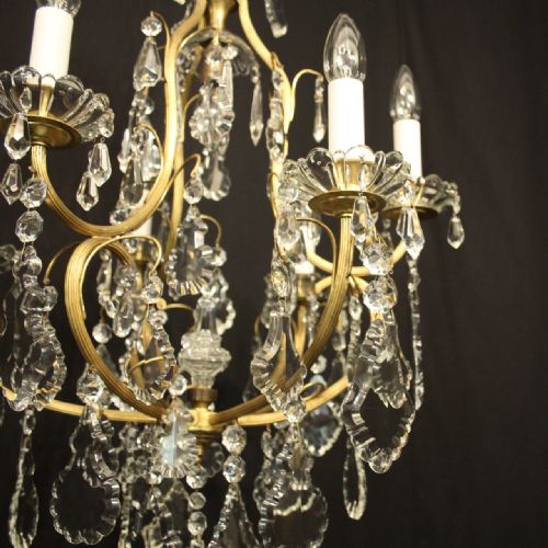 FRENCH GILDED 7 LIGHT ANTIQUE CRYSTAL CHANDELIER - ADDITIONAL PHOTO 4