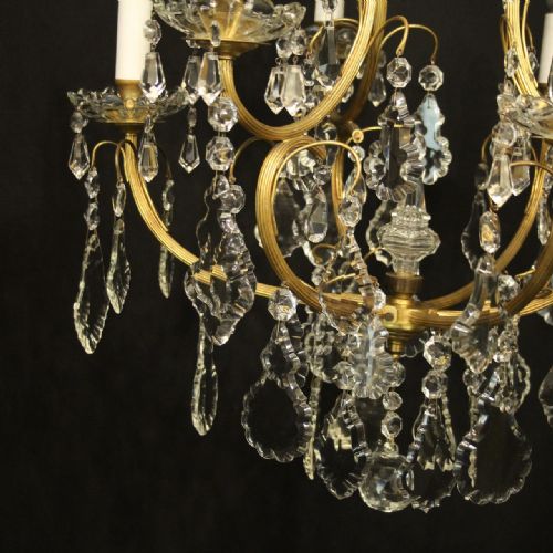FRENCH GILDED 7 LIGHT ANTIQUE CRYSTAL CHANDELIER - ADDITIONAL PHOTO 6