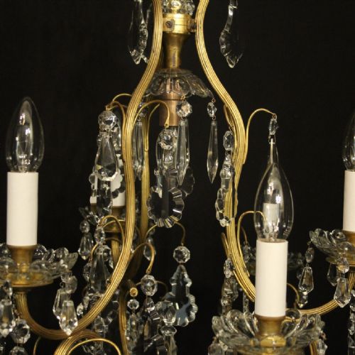 FRENCH GILDED 7 LIGHT ANTIQUE CRYSTAL CHANDELIER - ADDITIONAL PHOTO 7