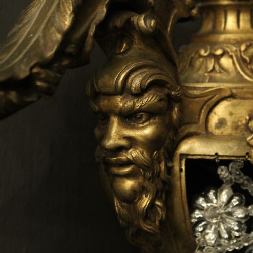 FRENCH 19TH C GILDED BRONZE ANTIQUE WALL SCONCES - ADDITIONAL PHOTO 4