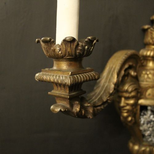 FRENCH 19TH C GILDED BRONZE ANTIQUE WALL SCONCES - ADDITIONAL PHOTO 7