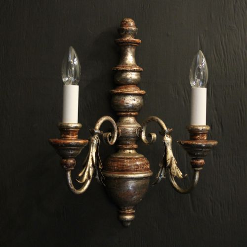 ITALIAN PAIR OF POLYCHROME TWIN ARM WALL LIGHTS - ADDITIONAL PHOTO 1