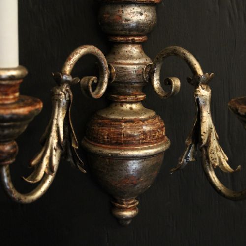 ITALIAN PAIR OF POLYCHROME TWIN ARM WALL LIGHTS - ADDITIONAL PHOTO 3