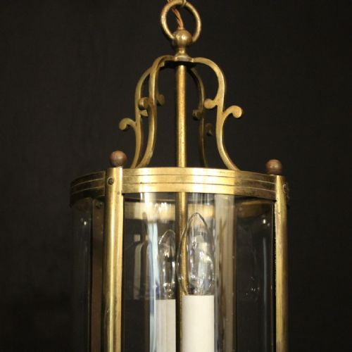 FRENCH GILDED TWIN LIGHT CONVEX ANTIQUE LANTERN - ADDITIONAL PHOTO 2