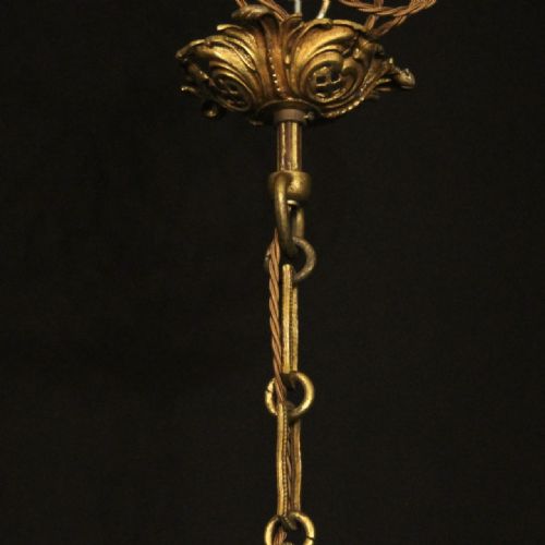 FRENCH GILDED BRONZE CRYSTAL 6 LIGHT ANTIQUE CHANDELIER - ADDITIONAL PHOTO 9