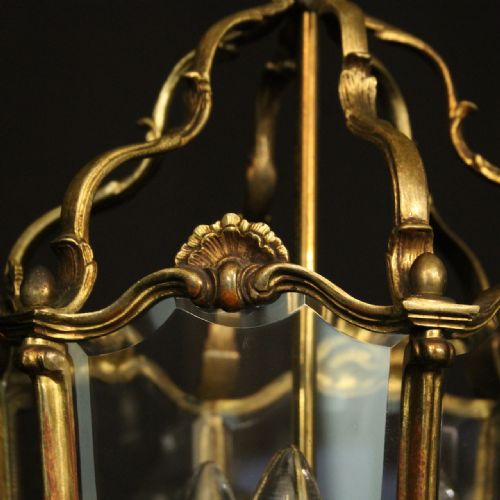 FRENCH GILDED BRONZE ANTIQUE HALL LANTERN - ADDITIONAL PHOTO 5
