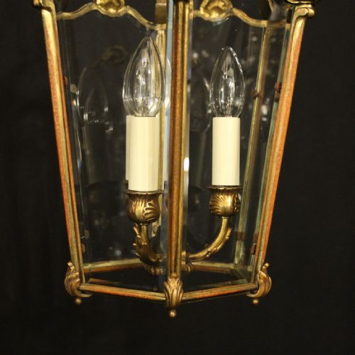 FRENCH GILDED BRONZE ANTIQUE HALL LANTERN - ADDITIONAL PHOTO 6