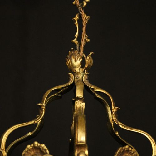 FRENCH GILDED BRONZE ANTIQUE HALL LANTERN - ADDITIONAL PHOTO 8