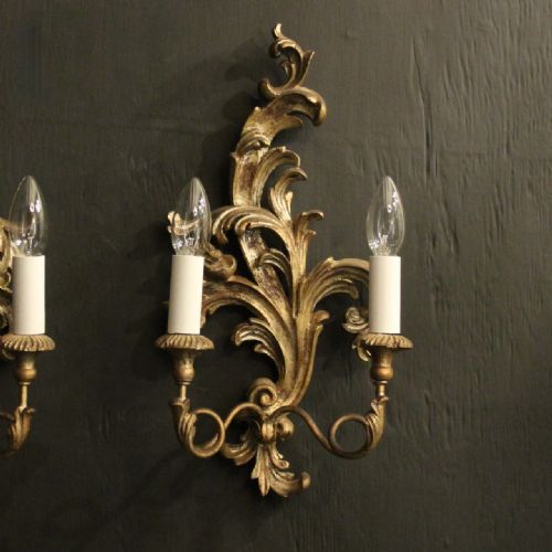 FRENCH PAIR OF SILVER GILTWOOD WALL LIGHTS - ADDITIONAL PHOTO 1