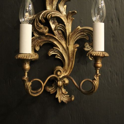 FRENCH PAIR OF SILVER GILTWOOD WALL LIGHTS - ADDITIONAL PHOTO 2