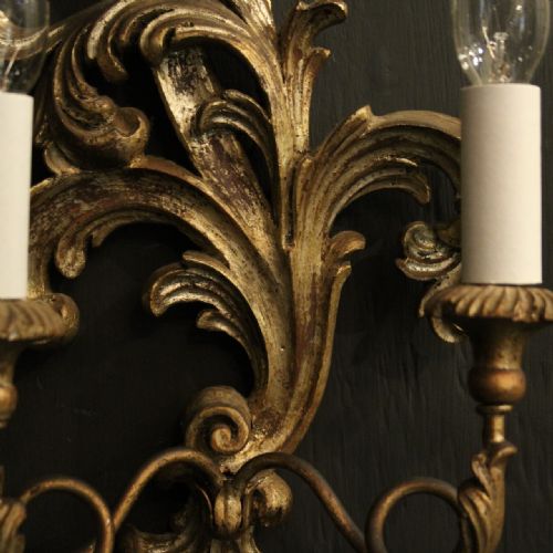 FRENCH PAIR OF SILVER GILTWOOD WALL LIGHTS - ADDITIONAL PHOTO 3