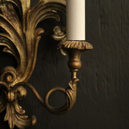 FRENCH PAIR OF SILVER GILTWOOD WALL LIGHTS - ADDITIONAL PHOTO 4