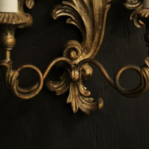 FRENCH PAIR OF SILVER GILTWOOD WALL LIGHTS - ADDITIONAL PHOTO 5