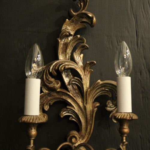 FRENCH PAIR OF SILVER GILTWOOD WALL LIGHTS - ADDITIONAL PHOTO 6