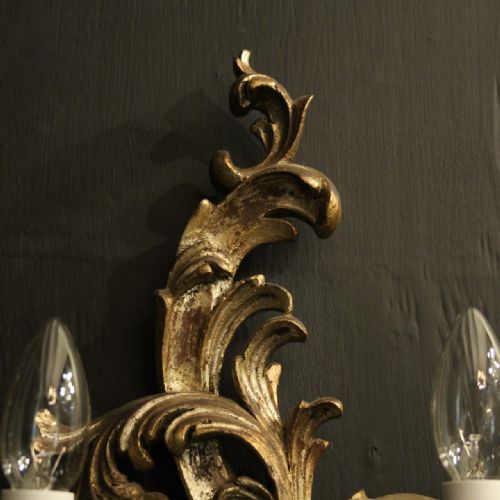 FRENCH PAIR OF SILVER GILTWOOD WALL LIGHTS - ADDITIONAL PHOTO 7