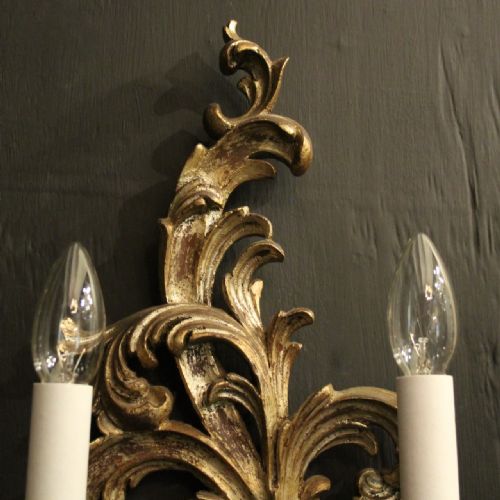 FRENCH PAIR OF SILVER GILTWOOD WALL LIGHTS - ADDITIONAL PHOTO 8