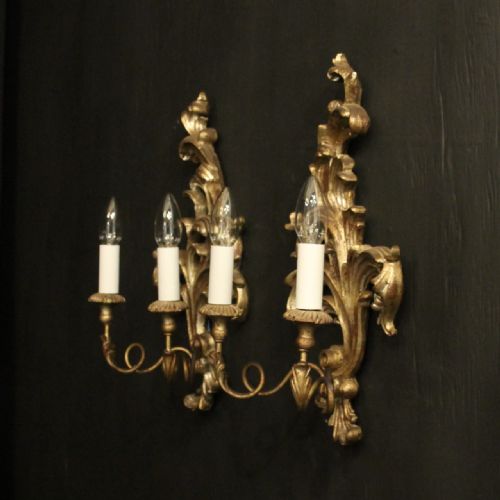 FRENCH PAIR OF SILVER GILTWOOD WALL LIGHTS - ADDITIONAL PHOTO 9