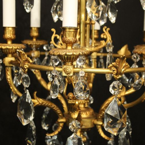 FRENCH GILDED CRYSTAL 6 LIGHT ANTIQUE CHANDELIER - ADDITIONAL PHOTO 2