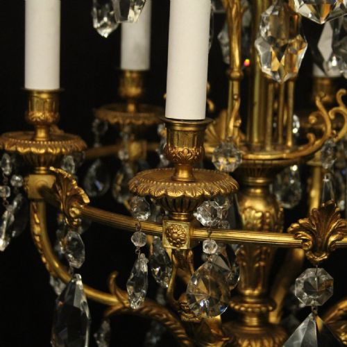 FRENCH GILDED CRYSTAL 6 LIGHT ANTIQUE CHANDELIER - ADDITIONAL PHOTO 3