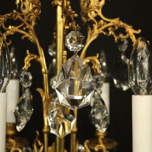 FRENCH GILDED CRYSTAL 6 LIGHT ANTIQUE CHANDELIER - ADDITIONAL PHOTO 8
