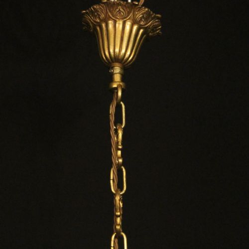 FRENCH GILDED CRYSTAL 6 LIGHT ANTIQUE CHANDELIER - ADDITIONAL PHOTO 9