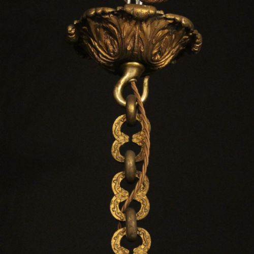 FRENCH 19TH CENTURY GILDED 6 LIGHT ANTIQUE CHANDELIER - ADDITIONAL PHOTO 9