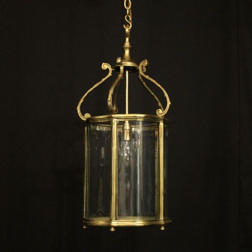 english brass single light antique hall lantern - CATEGORY: ANTIQUE LIGHTING - DATED 1920