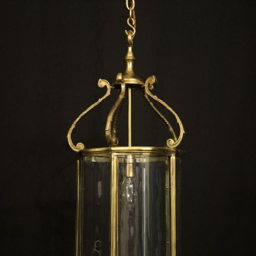 ENGLISH BRASS SINGLE LIGHT ANTIQUE HALL LANTERN - ADDITIONAL PHOTO 2