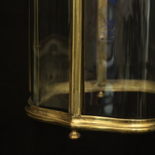 ENGLISH BRASS SINGLE LIGHT ANTIQUE HALL LANTERN - ADDITIONAL PHOTO 7