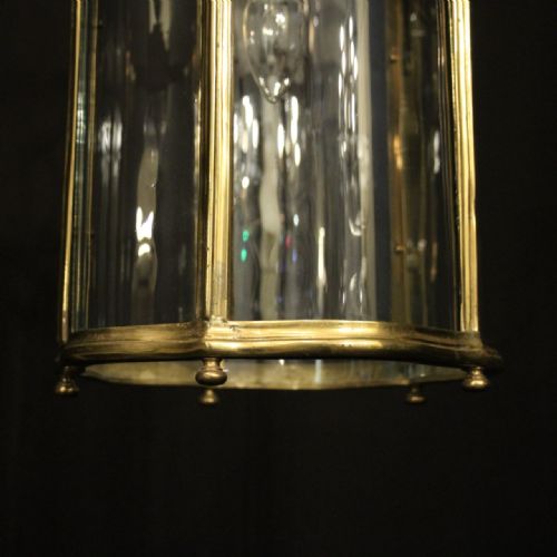 ENGLISH BRASS SINGLE LIGHT ANTIQUE HALL LANTERN - ADDITIONAL PHOTO 8