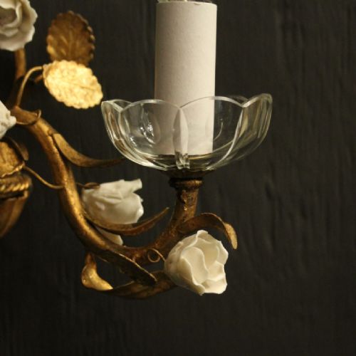 FRENCH SET OF 4 TOLEWARE TWIN ARM WALL LIGHTS - ADDITIONAL PHOTO 3
