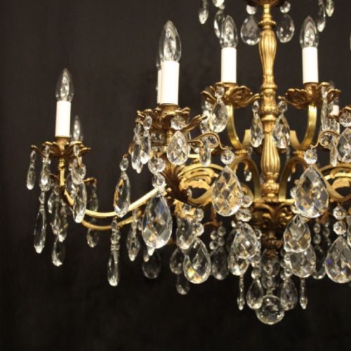 ITALIAN GILDED CRYSTAL 16 LIGHT ANTIQUE CHANDELIER - ADDITIONAL PHOTO 2