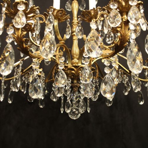 ITALIAN GILDED CRYSTAL 16 LIGHT ANTIQUE CHANDELIER - ADDITIONAL PHOTO 3