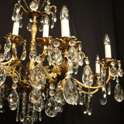 ITALIAN GILDED CRYSTAL 16 LIGHT ANTIQUE CHANDELIER - ADDITIONAL PHOTO 4