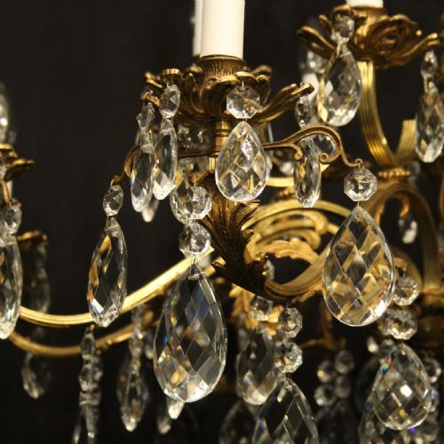 ITALIAN GILDED CRYSTAL 16 LIGHT ANTIQUE CHANDELIER - ADDITIONAL PHOTO 5