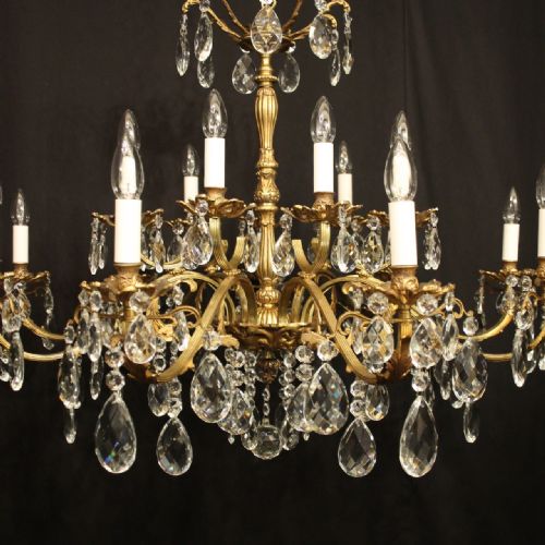 ITALIAN GILDED CRYSTAL 16 LIGHT ANTIQUE CHANDELIER - ADDITIONAL PHOTO 6