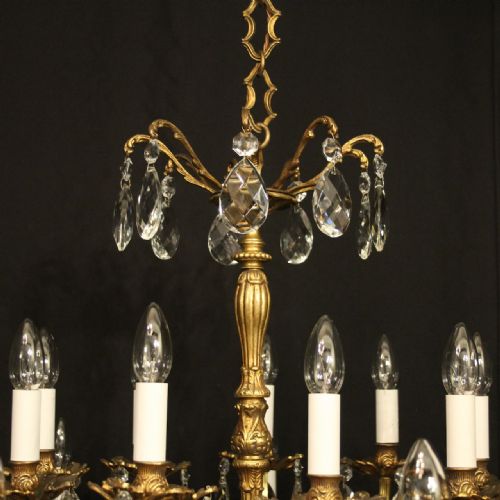 ITALIAN GILDED CRYSTAL 16 LIGHT ANTIQUE CHANDELIER - ADDITIONAL PHOTO 7