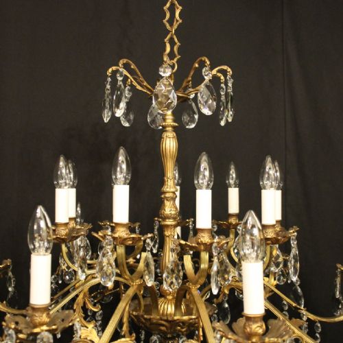 ITALIAN GILDED CRYSTAL 16 LIGHT ANTIQUE CHANDELIER - ADDITIONAL PHOTO 8