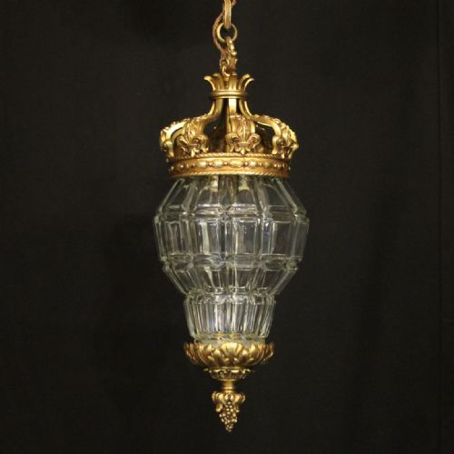 french gilded bronze 19th century versailles antique hall lantern - CATEGORY: ANTIQUE LIGHTING - DATED 19TH CENTURY